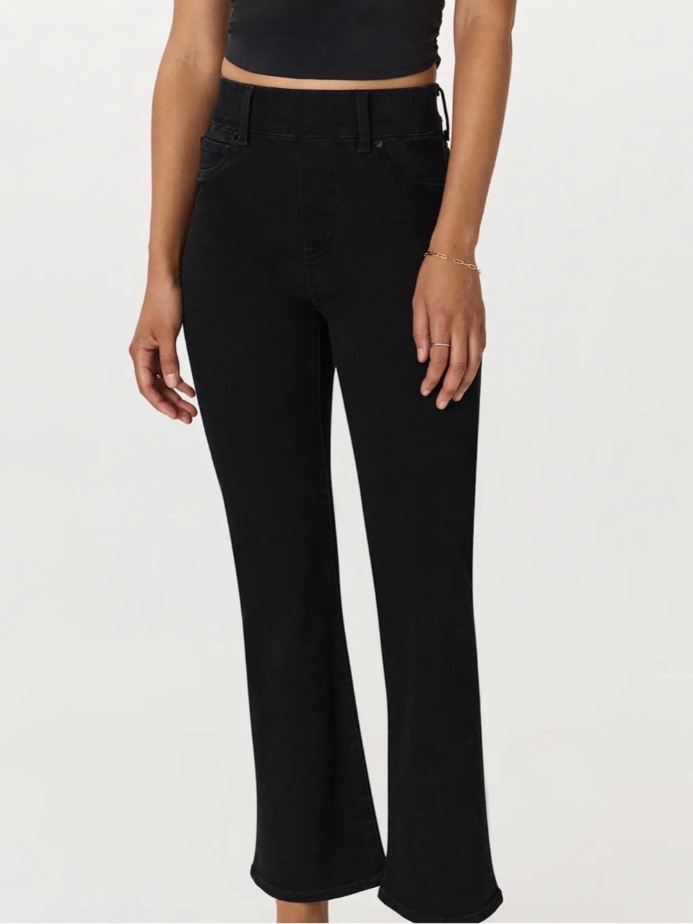 Quince Nina Pull-On Stretch Kick Flare Jeans Denim Raven Black Size Small